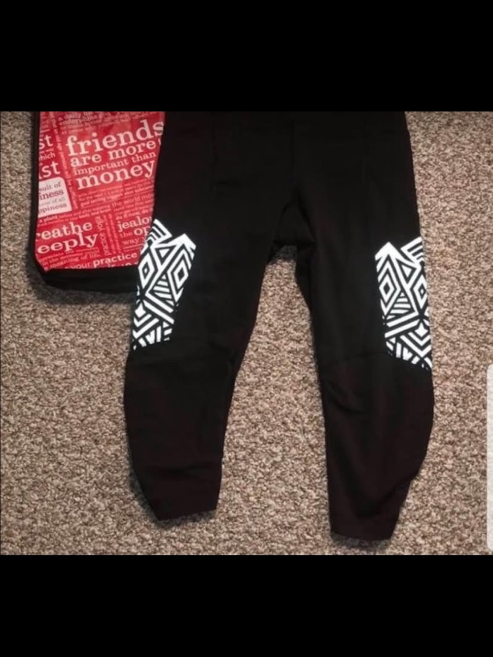 lululemon athletica Black Leggings with White Geometric Knee Panels